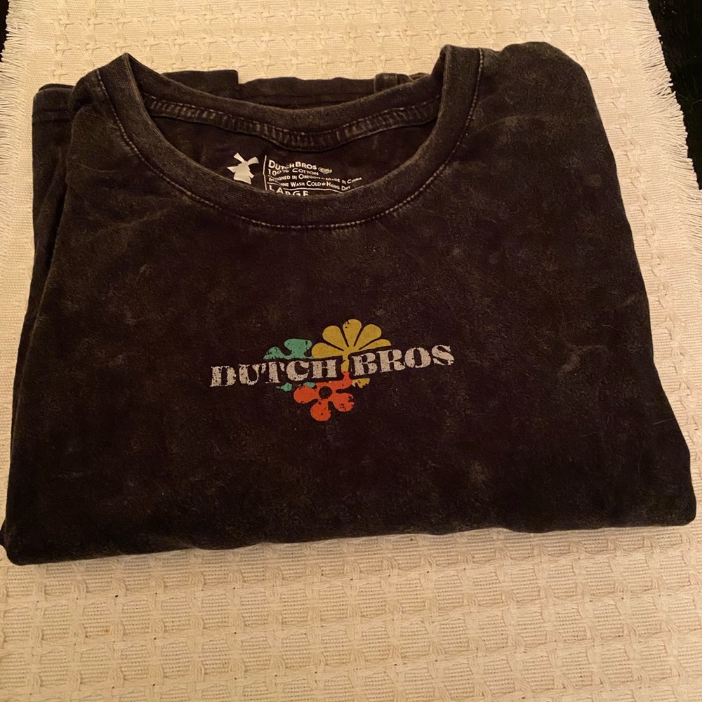 Dutch Bros Vintage Black Tee with Colorful Logo